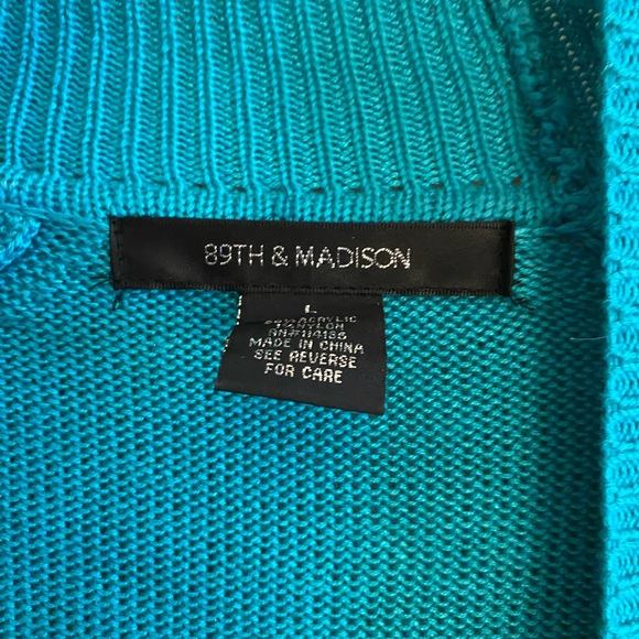 89th & Madison Teal Lightweight Sweater Cardigan, Size L - Picture 2 of 5